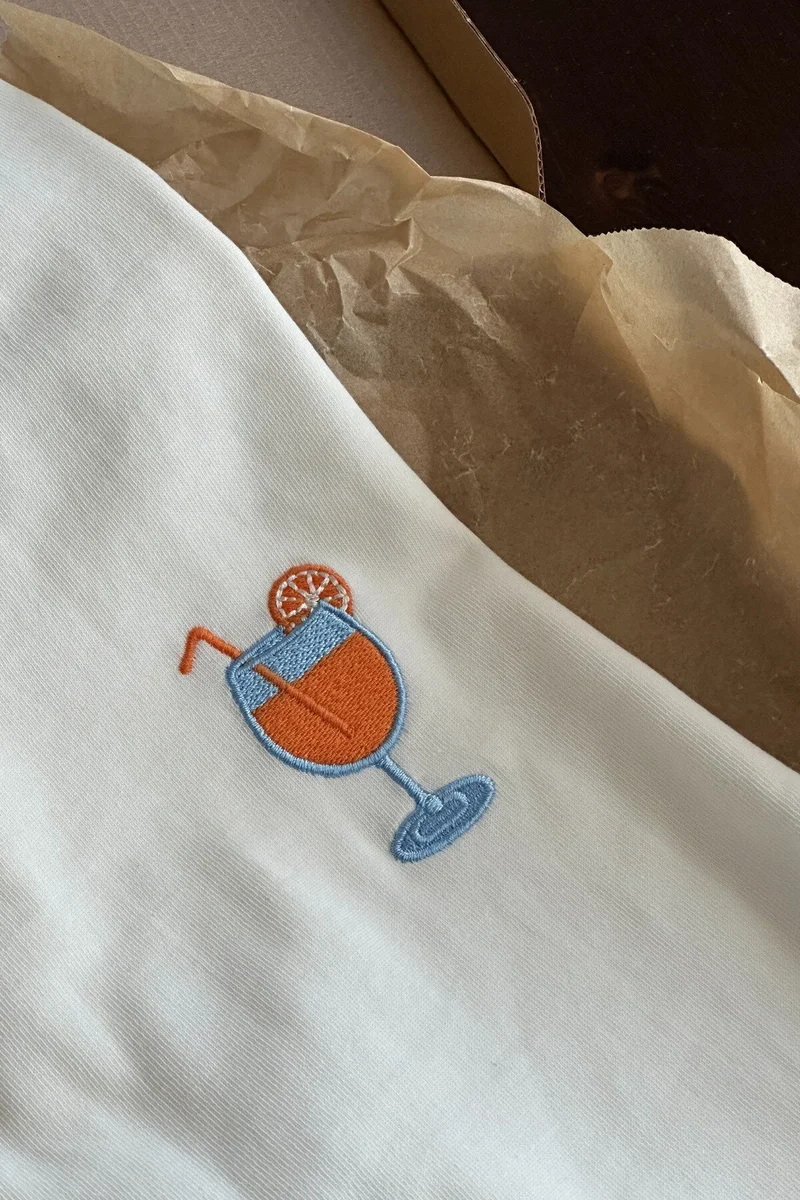 Aperol Spritz - Unisex Nakışlı Basic Ekru Oversize T-shirt - Brunch'a Ne Giysem?