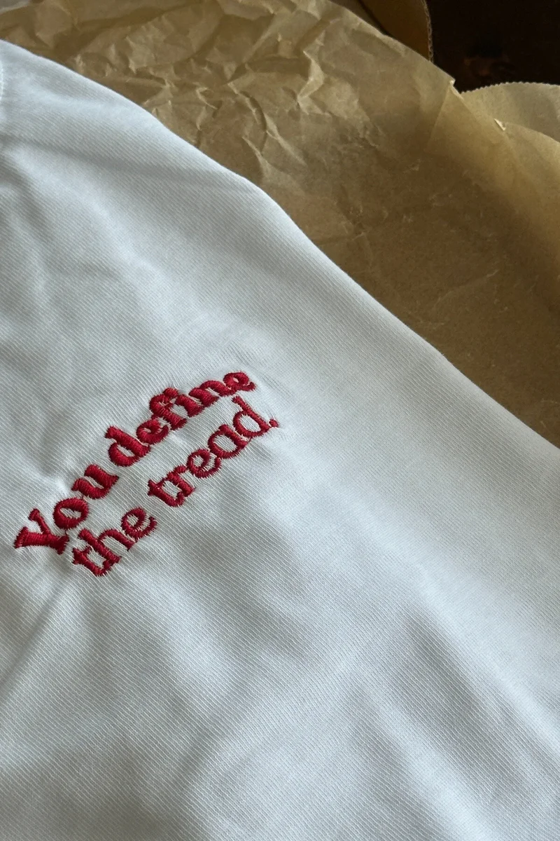 You Define The Tread - Unisex Nakışlı Basic Beyaz Oversize T-shirt
